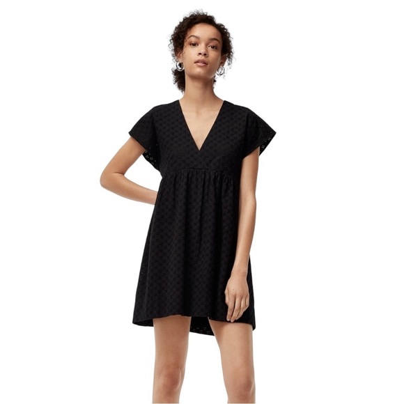 EUC Beautiful Black Cotton Eyelet Wilfred Dress Small - Picture 3 of 11